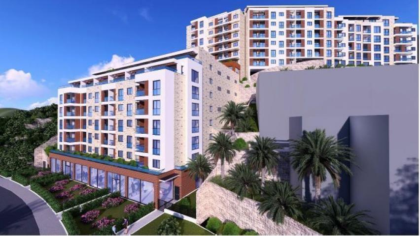 Jednosoban stan 52m2 u novom luksuznom stambenom kompleksu u izgradnji u Bečićima, bez poreza, 200 m