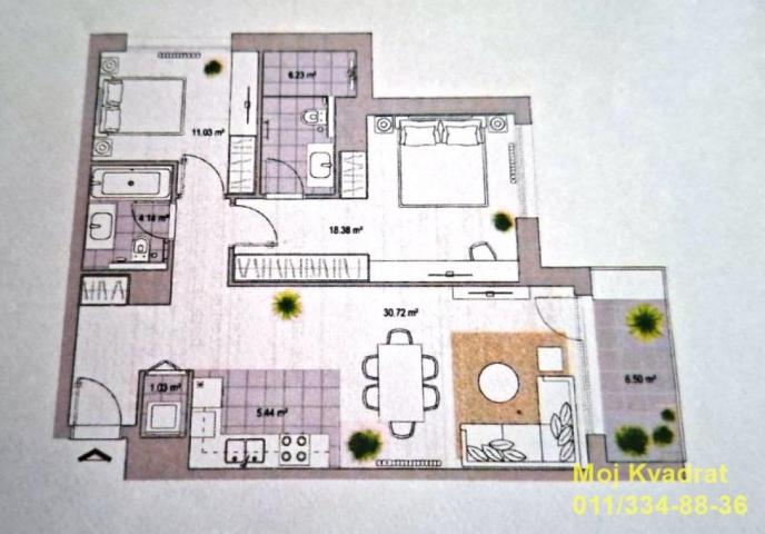 Savski venac, Beograd na vodi - Hercegovačka, 82m2