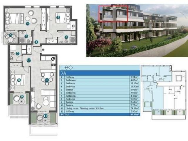 Jednosoban stan 43.18m2 u novom stambenom kompleksu sa bazenom-Kumbor, Herceg Novi