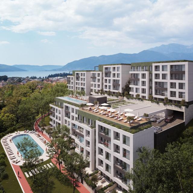Dvosoban stan 86.96m² u novom kompleksu sa bazenom – Tivat, Mrčevac