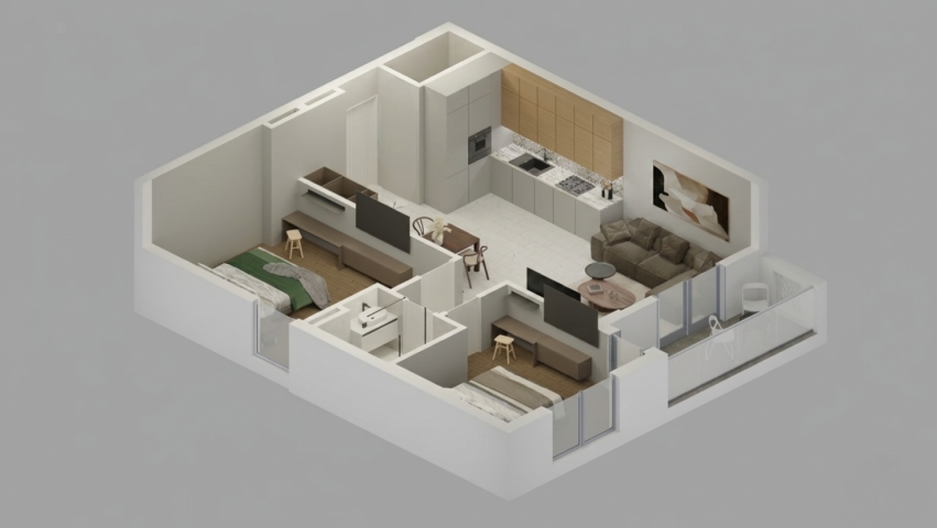 72,76 m² große Wohnung mit Meerblick in der Wohnanlage, Bar