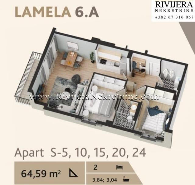 Na prodaju dvosoban stan u luksuznom stambenom kompleksu Tivat