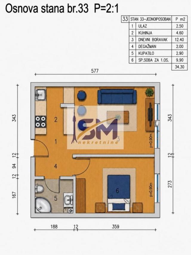 Žarkovo, Luxury novogradnja 34m2