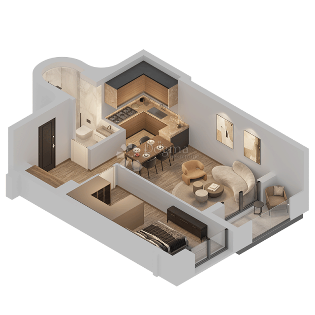 Novi Beograd, 57,32 m², novogradnja okružena zelenilom
