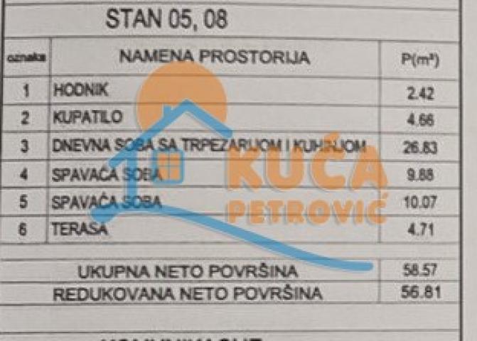 Novogradnja na Ledenoj Steni  56.81 m2, na prvom spratu