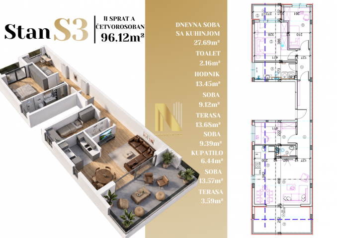 Adice - premium kvalitet gradnje - 4.0 stan - cena sa PDV-om