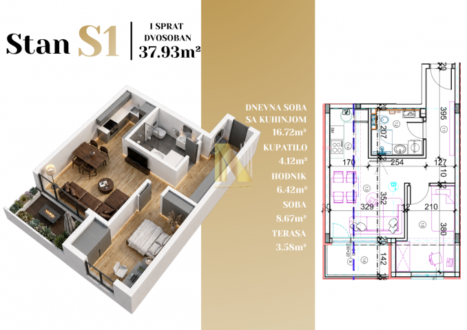 Adice - premium kvalitet gradnje - 1.5 stan - cena sa PDV-om