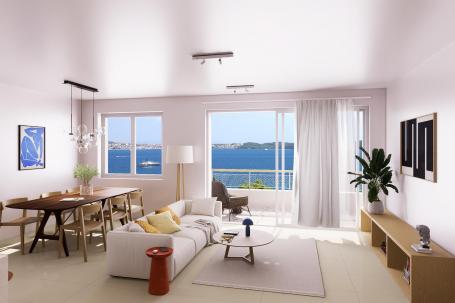 Trogir – okolica, dvosoban stan s pogledom na more NKP 107. 47 m2