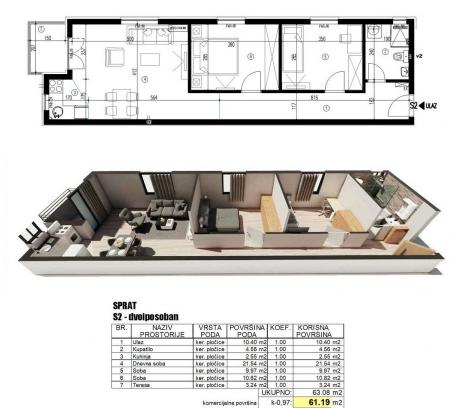 NOVI SAD - ADICE - 61. 19 m2