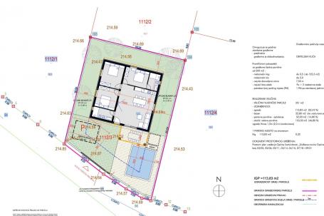 Istra, Čabrunići, građevinsko zemljište 352m2 s glavnim projektom i pravomoćnom dozvolom za gradnju