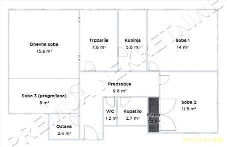 3. 0, Blok 70, Jurija Gagarina, 80m2