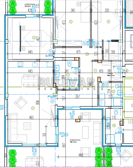 Prelep i jedinstven penthouse u izgradnji  kod Čaira, 125m2+60m2 terase