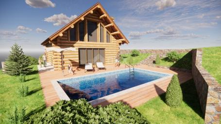 RIJEKA, BREZA - building land with a building permit for an exclusive Canadian log cabin with a swim