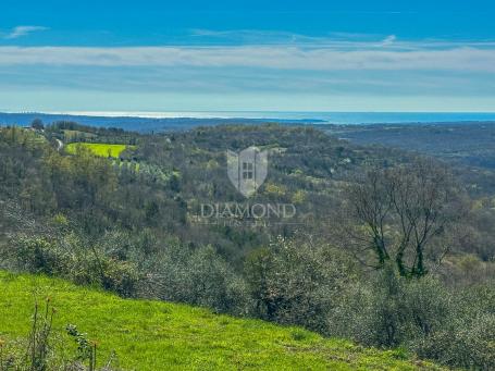 Buje, okolica. Zemljište sa panoramskim pogledom i građevinskom dozvolom!