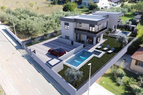 Medulin, Medulin - kvalitetna i moderna duplex kuća A, s grijanim bazenom 30m2 i garažom, NKP 146 m2