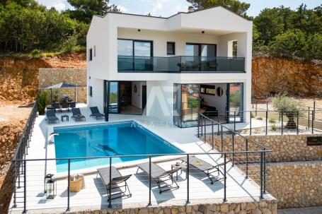 Vrbnik, new modern villa with panoramic sea view!! ID 454