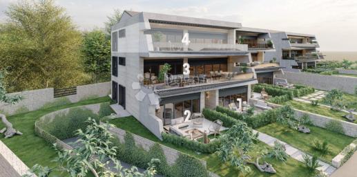 Apartment mit großzügiger Terrasse in einem Luxusresort, 100 m vom Meer entfernt