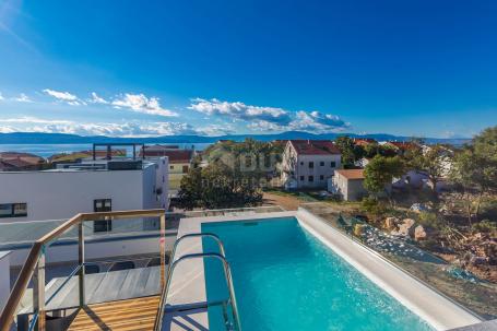 ISLAND OF KRK, NJIVICE - Luxus-Maisonette-Wohnung mit Pool auf dem Dach und Meerblick