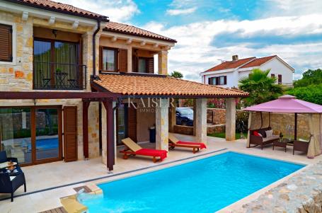 Island of Krk, Porat - two semi-detached villas with swimming pools