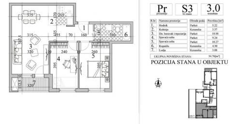 NOVI SAD - NOVA DETELINARA - 54. 76 m2