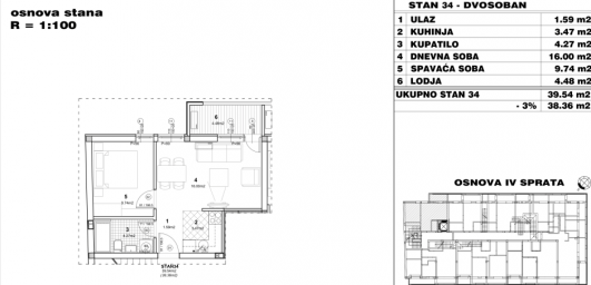 NOVI SAD - NOVO NASELJE - 38. 36 m2