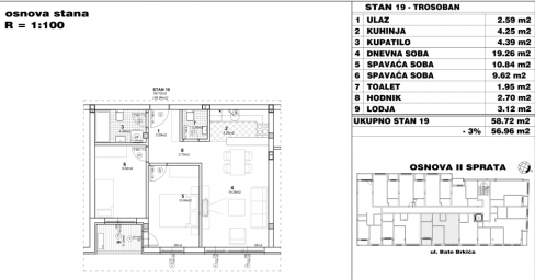 NOVI SAD - NOVO NASELJE - 59. 96 m2