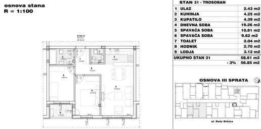 NOVI SAD - NOVO NASELJE - 56. 85 m2