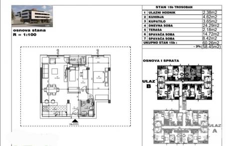 Trosoban stan na Telepu, 58. 45m2