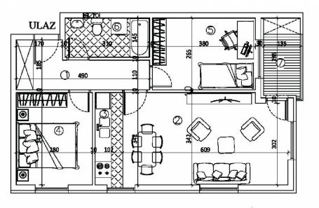 DETELINARA, 60 m2, Trosoban sa pdv