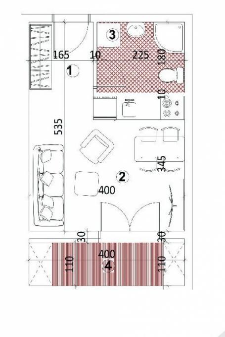 PODBARA, 26 m2, 76800€