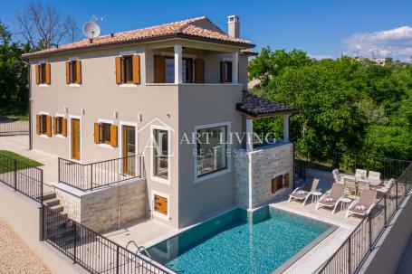 Buje area, Unique Istrian stone villa with pool and sea view