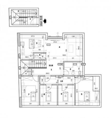 Petrovaradin- Lep Petosoban PentHaus 90 m2 u Izgradnji-povrat PDV-065/385 8880