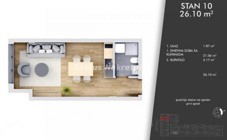 Centar-Idealna Garsonjera 26 m2 u Izgradnji-povraćaj PDV-a-065/385 8880