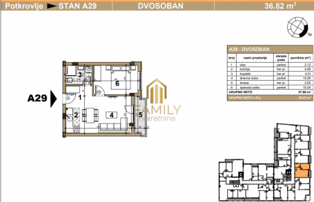 Dvosoban stan, 37m2, Podbara, povrat PDV-a