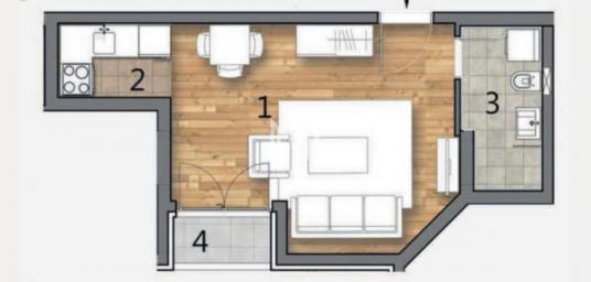 Dvosoban stan, 28. 82 m2, drugi sprat, sa PDV-om