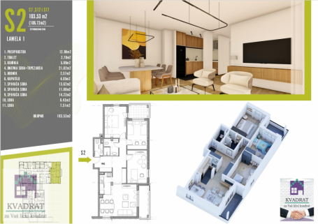 Četvorosoban stan 104 m², Pr i I sprat, Obrenovac – 176 000 €