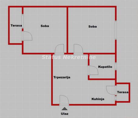 Lep dvosoban porodičan renoviran stan 59 m2 sa terasom