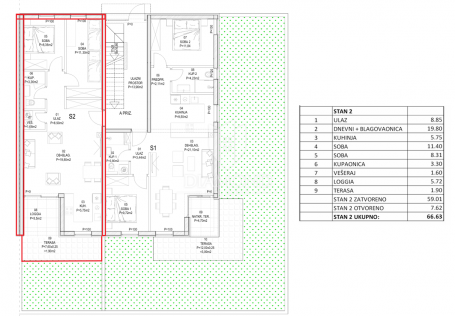 Wohnung Barban, 66,63m2