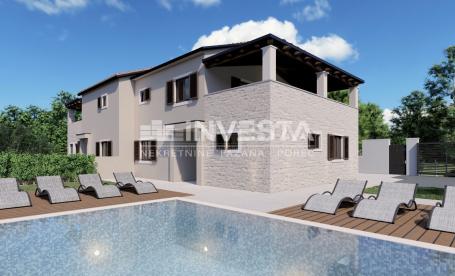 Poreč area, modern semi-detached villa with pool and sea view