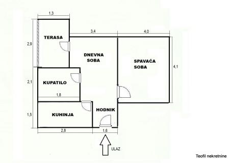 PALILULA VUKOV SPOMENIK 44m2 , (T) , 162000e