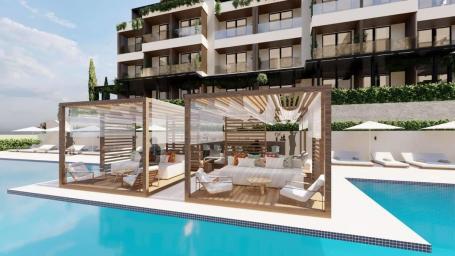 Jednosoban stan 43.05m2 gratis terase u novom stambenom kompleksu sa bazenom-Kumbor, Herceg Novi