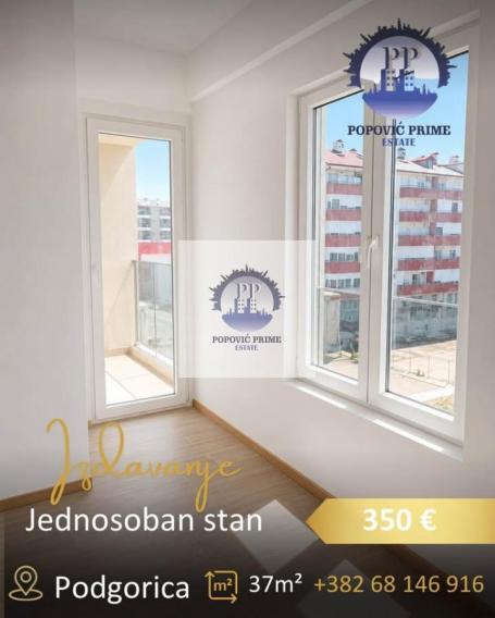 IZDAJE SE JEDNOSOBAN STAN | 37m² | 350€ – ZABJELO, PODGORICA