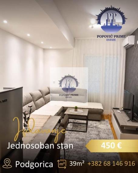 IZDAJE SE JEDNOSOBAN STAN | 39m² | 450€ – STARI AERODROM, PODGORICA
